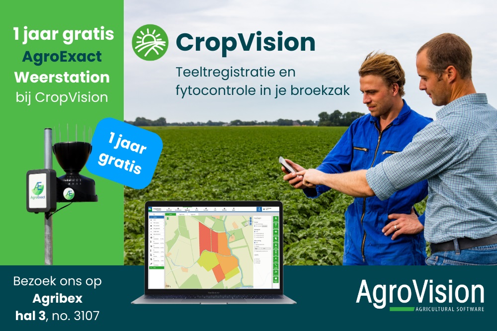 Ontvang 1 jaar gratis een AgroExact Weerstation bij CropVision teeltregistratie